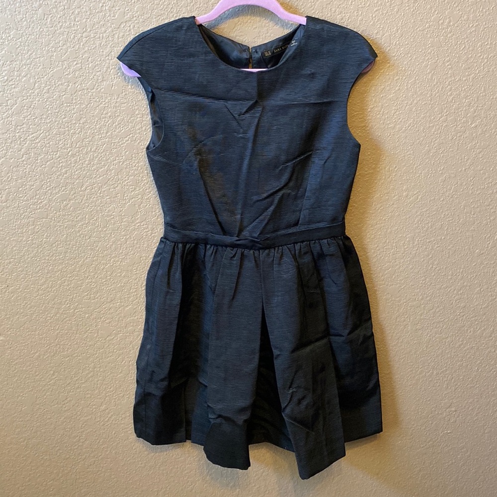 Vintage Zara Basic Black Cocktail Dress with Jewel Clasp Size Medium